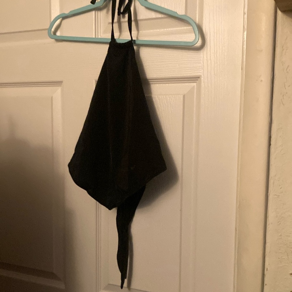 PINK Victoria's Secret Black halter swim Top XL nwt